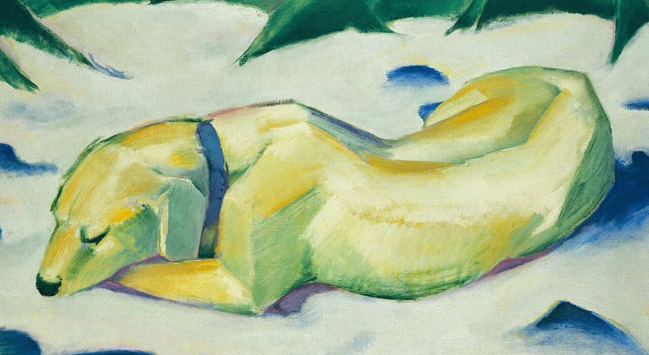 Imagem: Dog lying in the snow (Franz Marc, 1911)