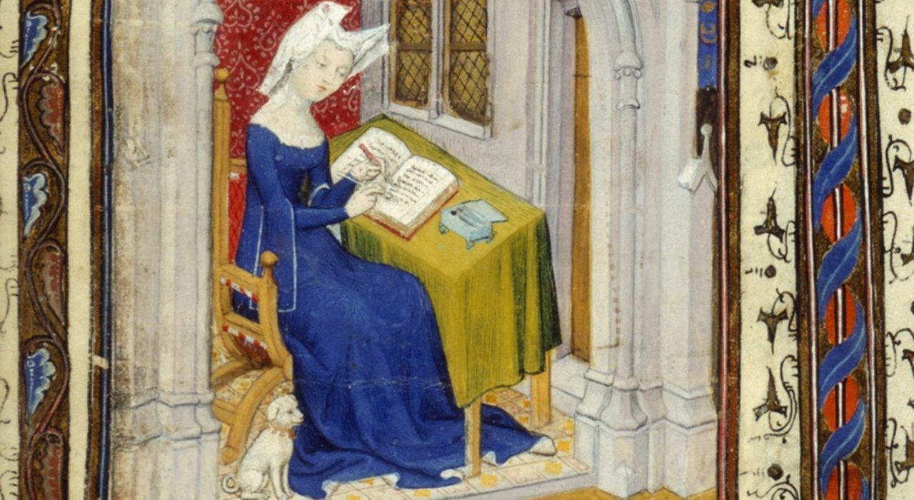 Imagem: miniatura de Christine de Pizan, filósofa e poeta francesa (British Library/reprodução)