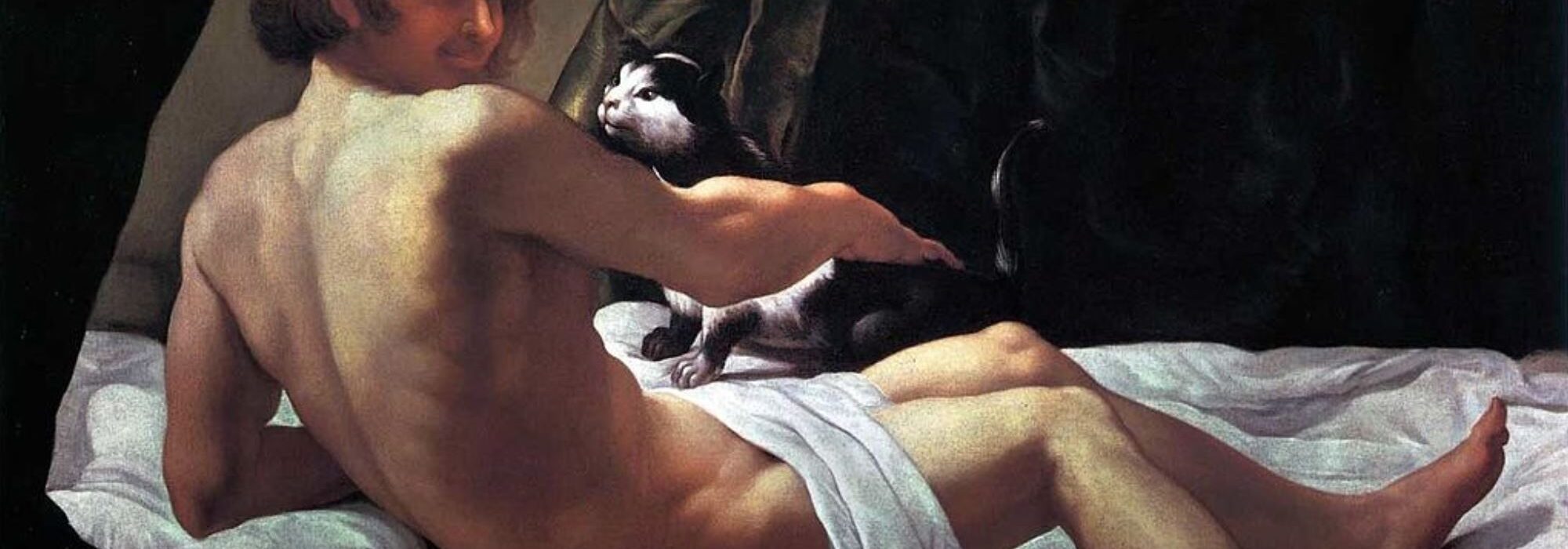 Imagem: Giovanne Nudo sul Letto con un gatto (Giovanni Lanfranco, 1620)