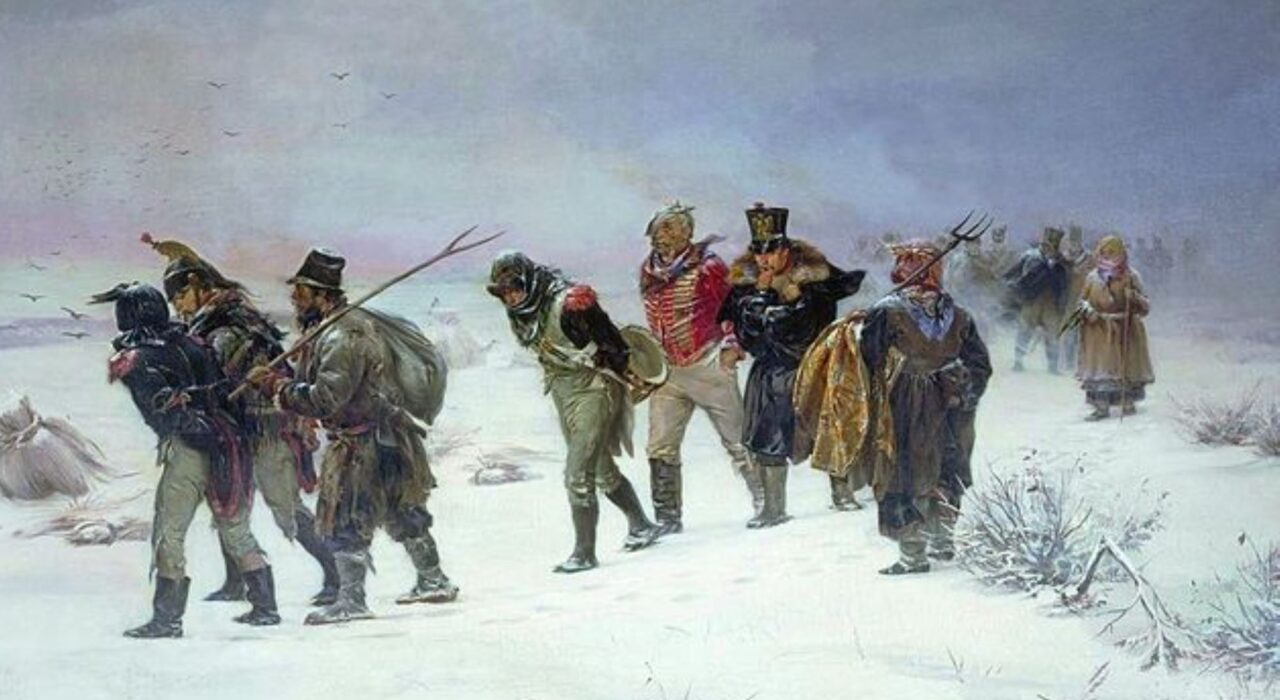 Imagem: A retirada dos franceses (Illarion Prianichnikov, 1874)